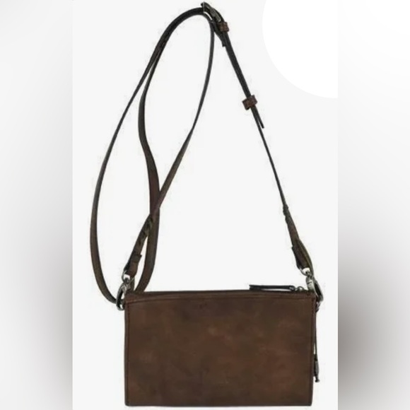 TONY LAMA MEGA WALLET (RFID) ON ADJ STRAP BROWN WITH CONCHO & Turquoise Accent - Picture 2 of 16